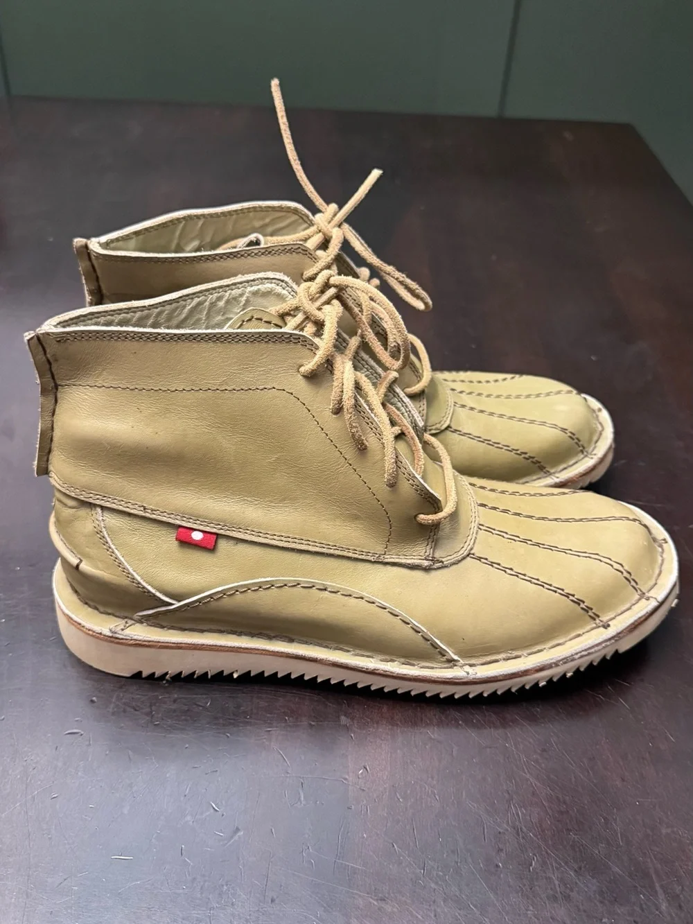 Duck Boots 100% leather Oliberté tan-olive color Men’s Size 7.5  (40)